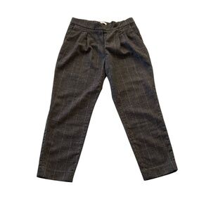 Aritzia Babaton Cohen Plaid Pant Sz8 Gray Wool Blend Cropped Trouser Cozy Luxury